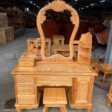 Bàn Trang Điểm Gõ-Gương Bầu-Phong Cách Cổ Điển Sang Trọng