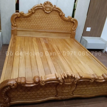 GIƯỜNG GỖ GÕ ĐỎ CAO CẤP - PHẢN GÕ LIỀN 