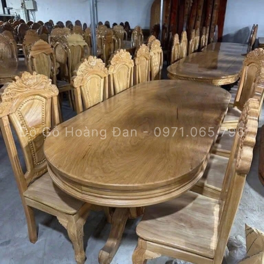 BỘ BÀN ĂN GÕ 8 GHẾ