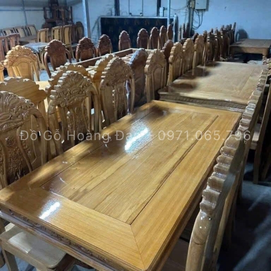 BỘ BÀN ĂN GÕ 8 GHẾ