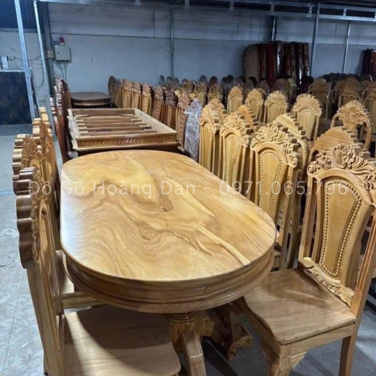 BỘ BÀN ĂN GÕ 8 GHẾ