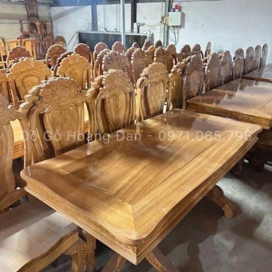 BỘ BÀN ĂN GÕ 8 GHẾ