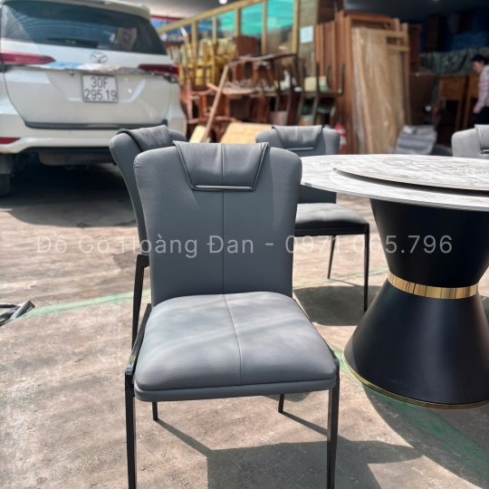BỘ BÀN ĂN CHÂN LOA KẾT HỢP ĐÁ MÂM XOAY VÀ 6 GHẾ LUTUS