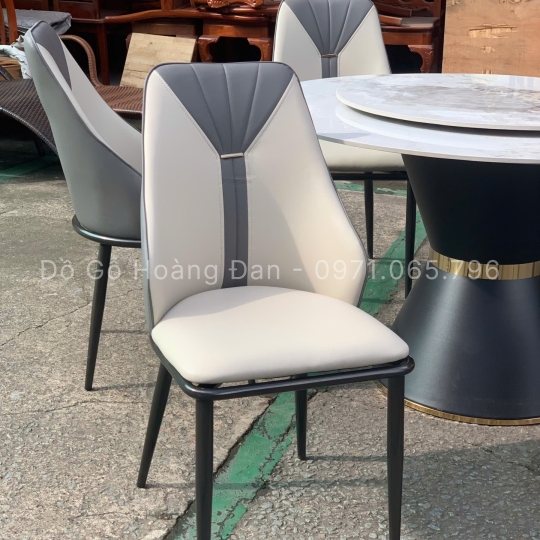 BỘ BÀN ĂN CHÂN LOA KẾT HỢP ĐÁ MÂM XOAY VÀ 6 GHẾ CAVAS
